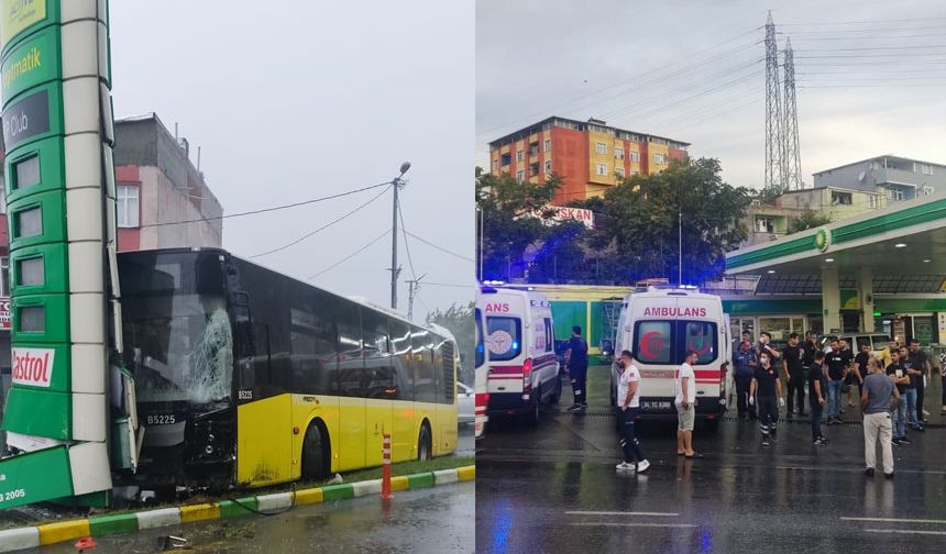Kontrolden çıkan İETT otobüsü 3 araca çarptı, akaryakıt istasyonuna daldı: 1'i ağır 3 yaralı